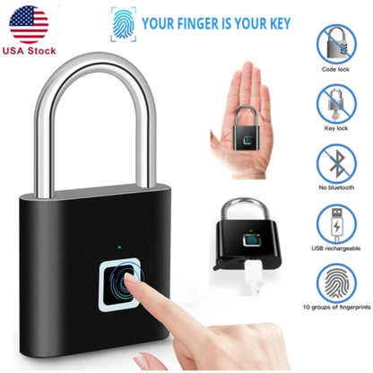 Smart Anti-Theft Fingerprint Padlock – Rechargeable, Keyless 🔐