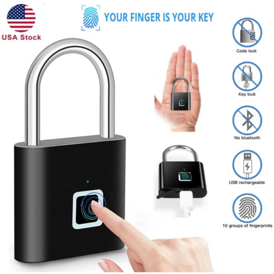 Smart Anti-Theft Fingerprint Padlock – Rechargeable, Keyless 🔐