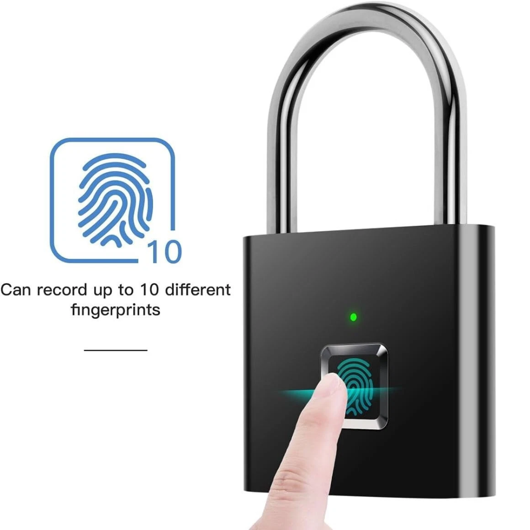 Smart Anti-Theft Fingerprint Padlock – Rechargeable, Keyless 🔐